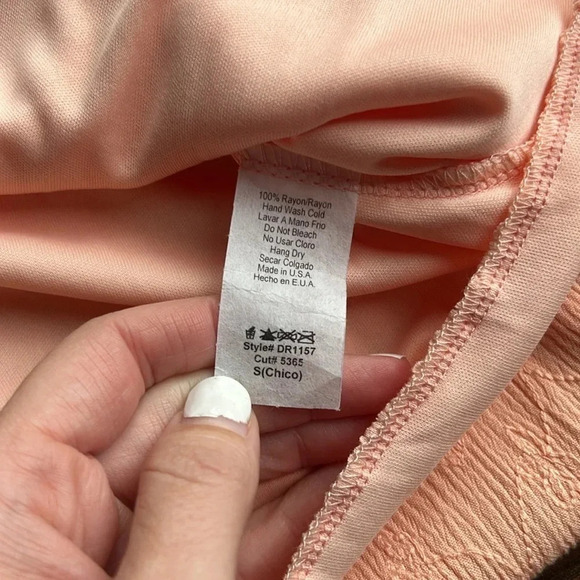 Mod Ref Bohemian Dress | Long Sleeve Dress | Peach | Light Orange | Lace Dress - Picture 6 of 8